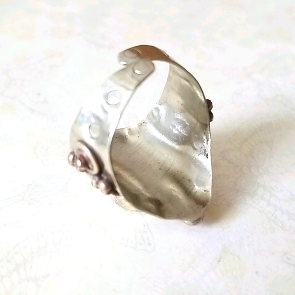 Southwestern Boho Tribal Turquoise Hand Crafted Adjustable Band Ring - Picture 6 of 16